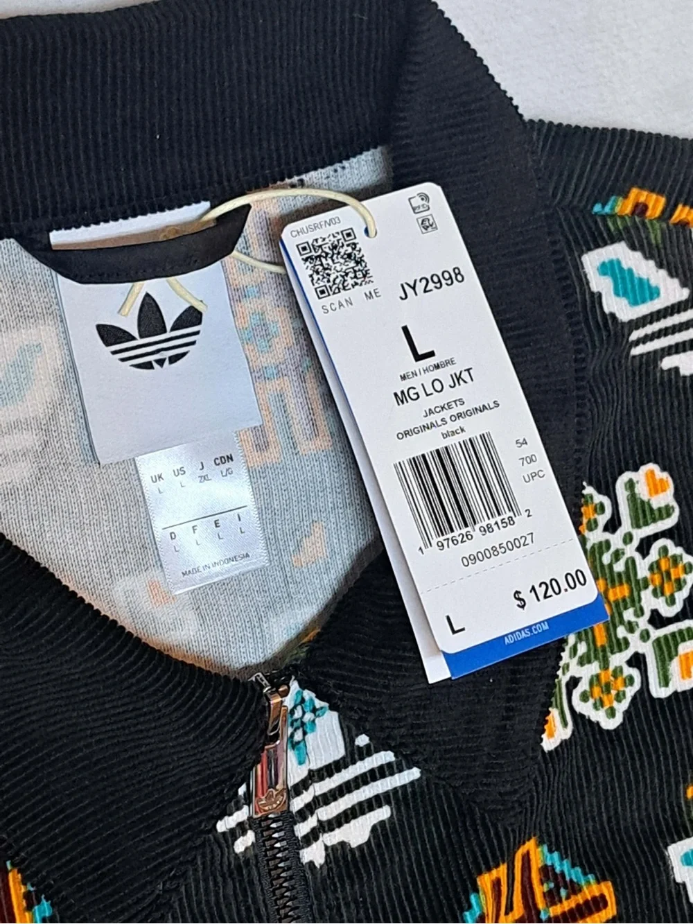 Adidas Monogram Allover Print Corduroy Coach Jacket - Men's size LARGE
